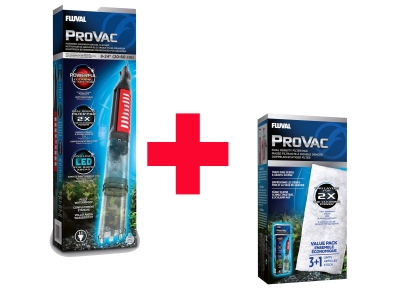 Fluval Pro VAC Aquarien Kies Reiniger Inkl. Ersatzfilter 4er Pack
