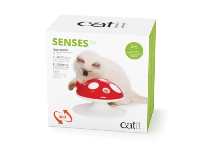 Catit Senses 2.0 Fliegenpilz - Interaktives 360° Federspielzeug für Katzen