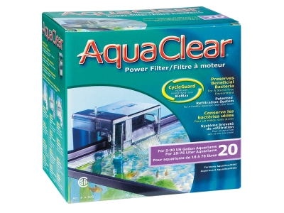 AquaClear Power Aquarienfilter für bis zu 18 - 76 Liter Aquarien - bis 125 L/H inkl. Filtermateriall