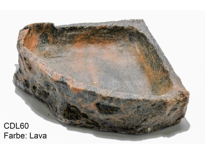 Eck- Futterschale / Wasserschale in Felsobtik - Farbe: Lava - 16,5x16,5x4cm