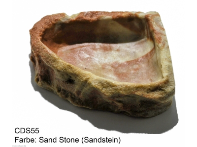 Eck - Futterschale / Wasserschale in Felsobtik - Farbe: Sandstein - 13x11,5x3,5cm